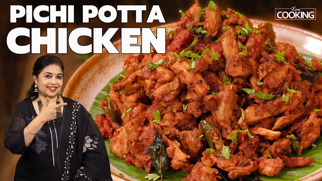 Pichi Potta Chicken Recipe | Shredded Chicken Fry | Easy Chicken Starter | Pulled Chicken