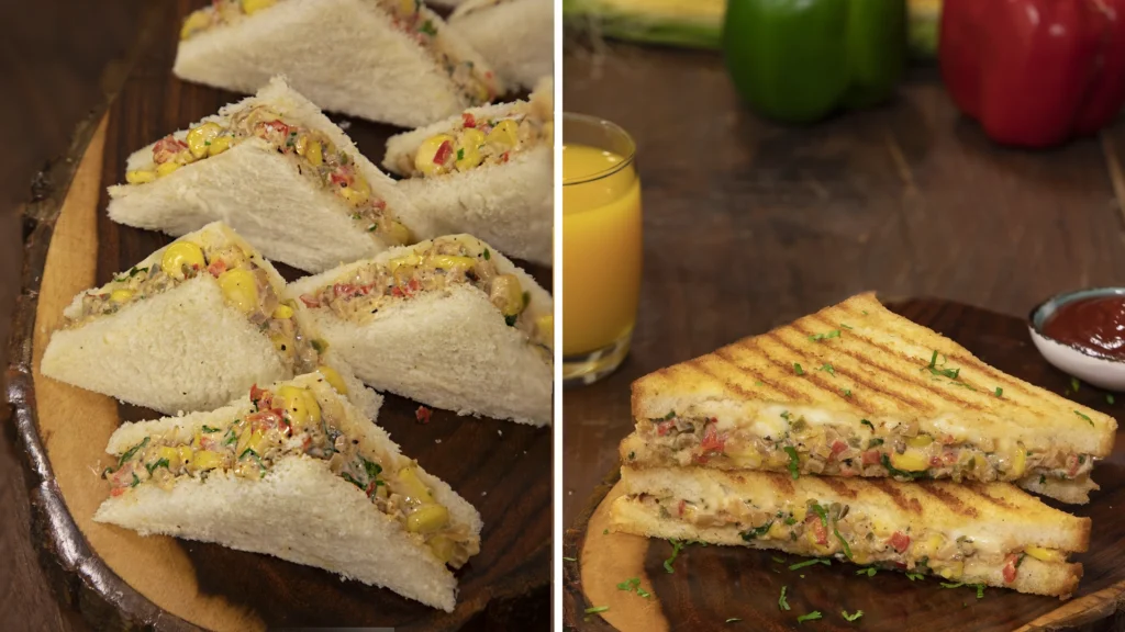 Easy Indian Picnic Menu Ideas: Recipes That Travel Well 3 A crispy grilled sandwich served on a plate with a side of ketchup