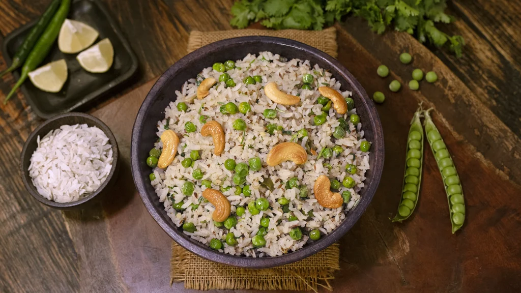 Gluten‑Free Indian Recipes to Elevate Your Table 15 A plate of chura matar garnished with coriander