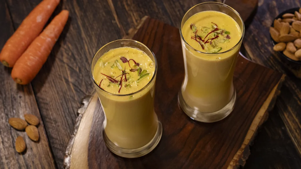 Lazy Mornings, Hearty Bites: Brunch Recipes to Brighten Your Day 47 Chilled carrot milkshake in a glass