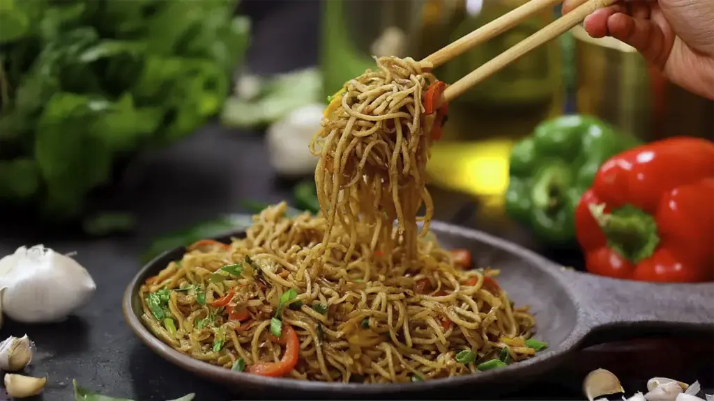 New Year Party Menu Ideas for a Perfect Celebration 15 Garnished noodles ready to serve