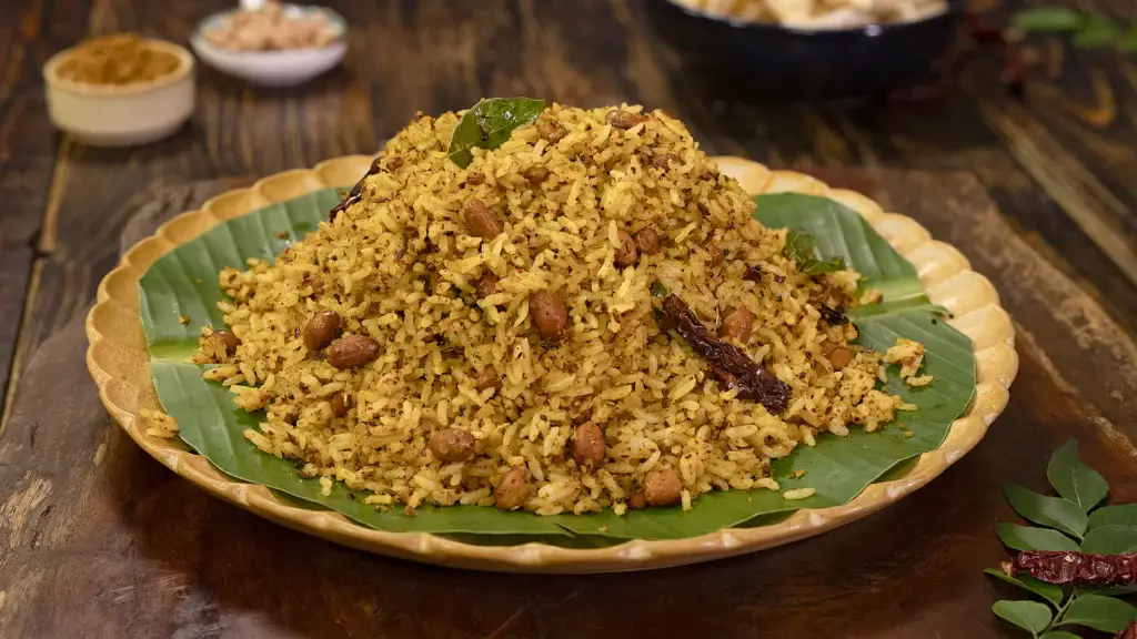 Masala chitranna plated with papad