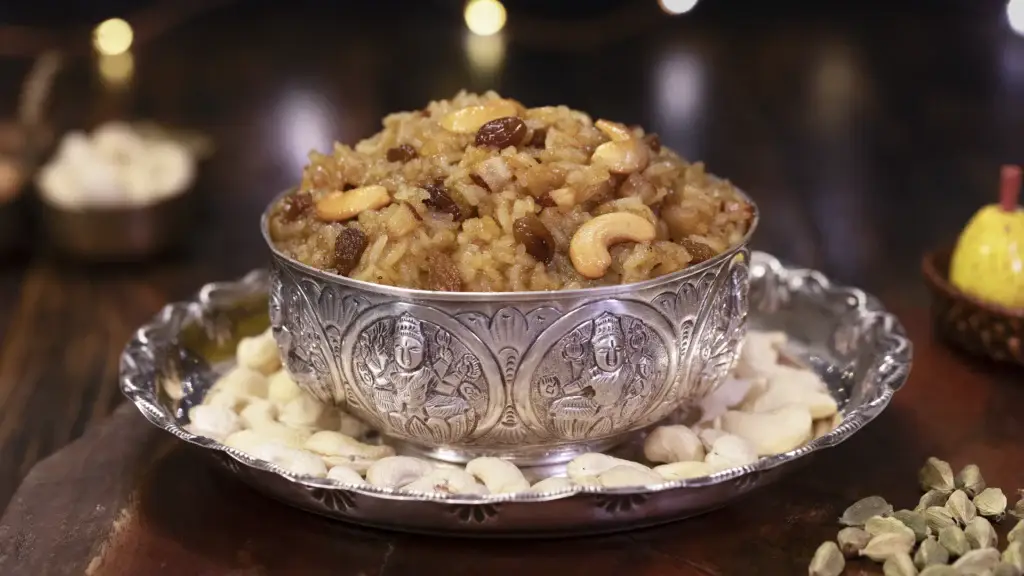 bowl of chakkarai pongal(sweet pongal) ready to eat