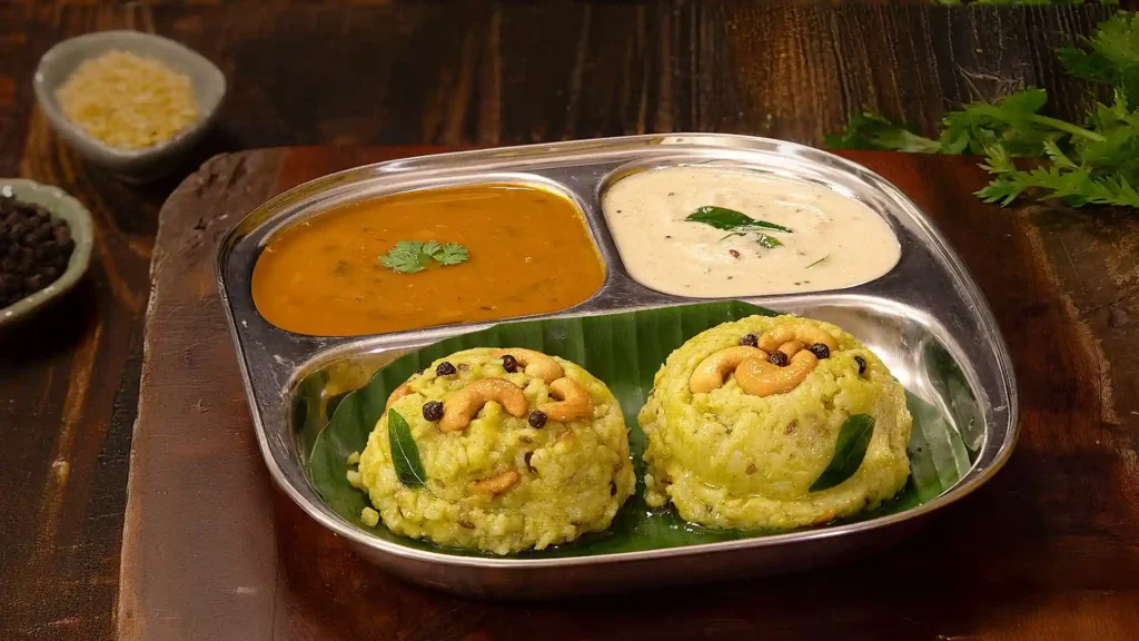 South Indian Breakfast Recipes 8 coriander pongal ready to serve